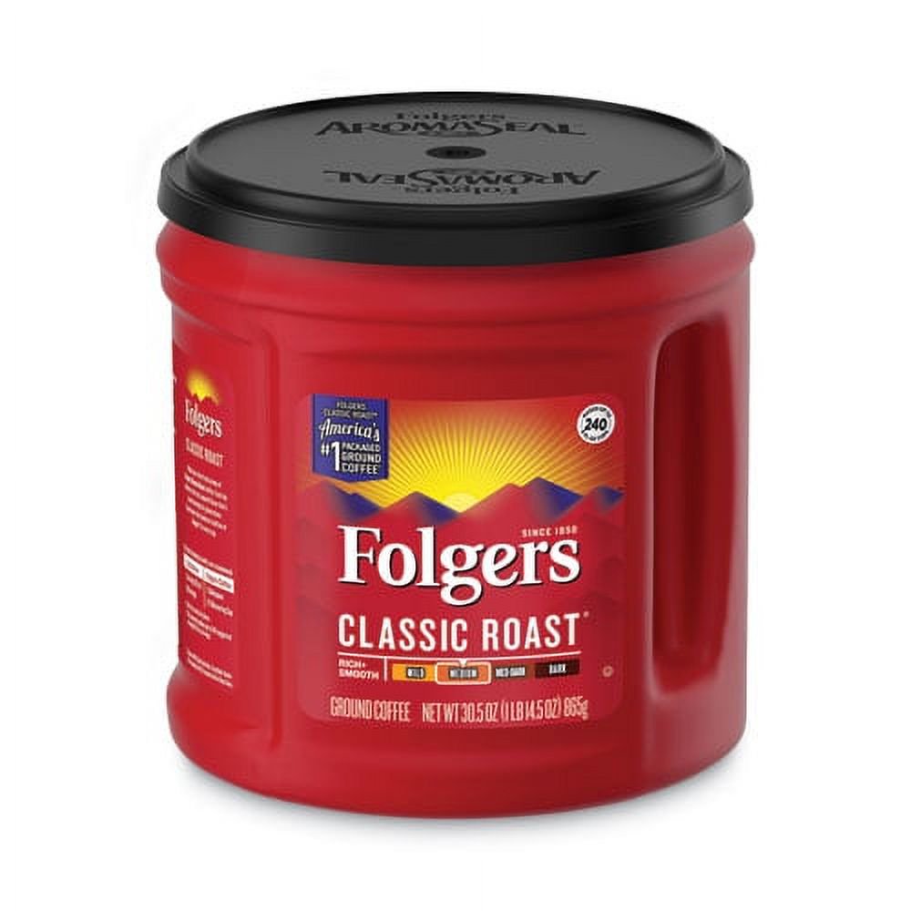 Folgers Classic Roast Ground Coffee, Medium Roast, 30.5 oz Canister